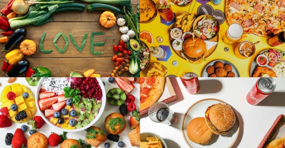 Healthy foods examples and junk food examples